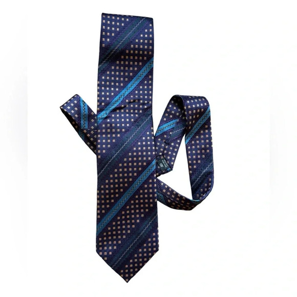 DANIEL DE FASSON Handmade 100% Silk Tie Men's Purple Blue Abstract Necktie - Picture 1 of 5